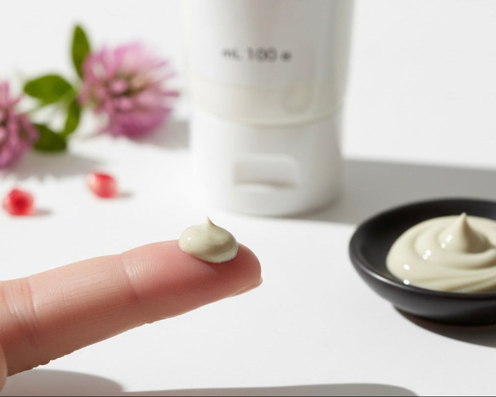 Hand applying phytoestrogens cream